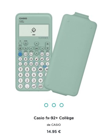 Calculatrice Casio fx-92+ Collège avec son étui de protection